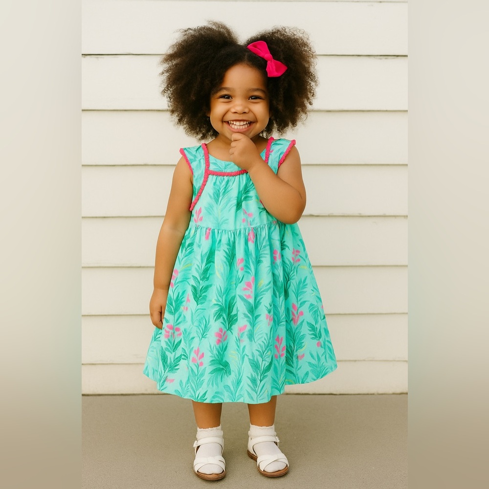 Tommy Bahama Little Girls Turquoise and Pink Swing Sundress,3T, MSRP $39